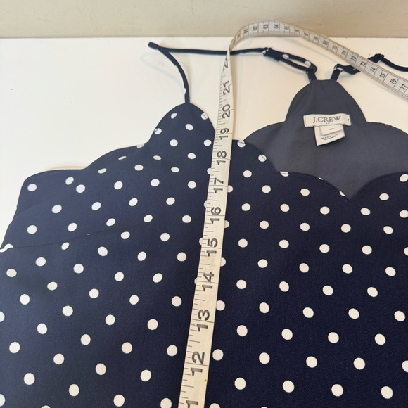 J CREW Women Soft Comfy Poly Halter Tank Top Navy White Polka Dot - Picture 6 of 8